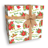 Red Poinsettia Personalised Christmas Wrapping Paper