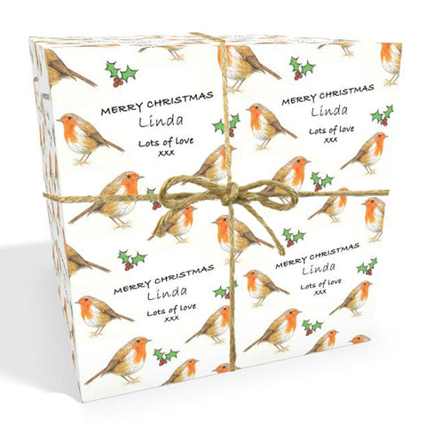 Robin Personalised Christmas Wrapping Paper