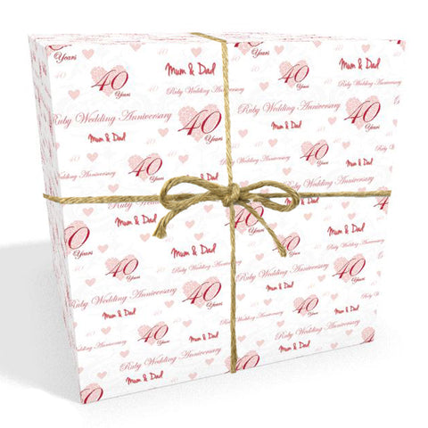 Ruby 40 Year Wedding Anniversary Personalised Wrapping Paper