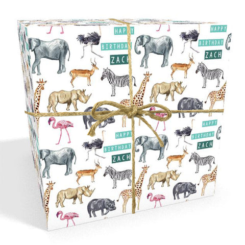Safari Personalised Birthday Wrapping Paper