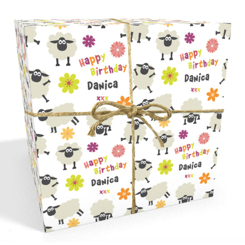 Sheep Personalised Birthday Wrapping Paper