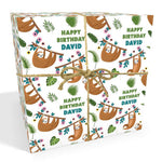 Sloth Personalised Birthday Wrapping Paper