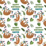 Sloth Personalised Birthday Wrapping Paper