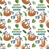 Sloth Personalised Birthday Wrapping Paper