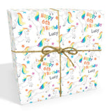 Unicorn with Rainbow Hair Personalised Birthday Wrapping Paper