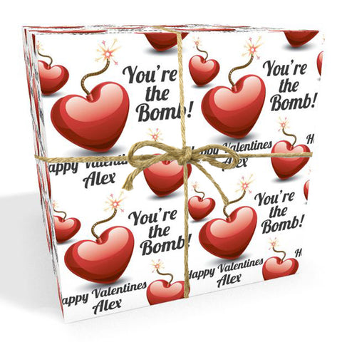 You're The Bomb Valentines Anniversary Personalised Wrapping Paper