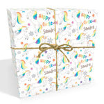 Rainbow Hair Unicorn Personalised Christmas Wrapping Paper