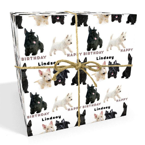 West Highland Terrier Scottie Dog Personalised Birthday Wrapping Paper