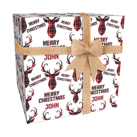 Tartan Stag Personalised Christmas Wrapping Paper