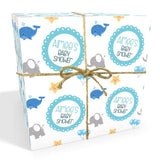 Blue Whale Personalised Baby Shower Wrapping Paper