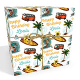 Surfing Personalised Birthday Wrapping Paper
