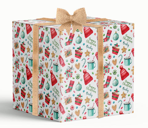 Sweets Personalised Christmas Wrapping Paper