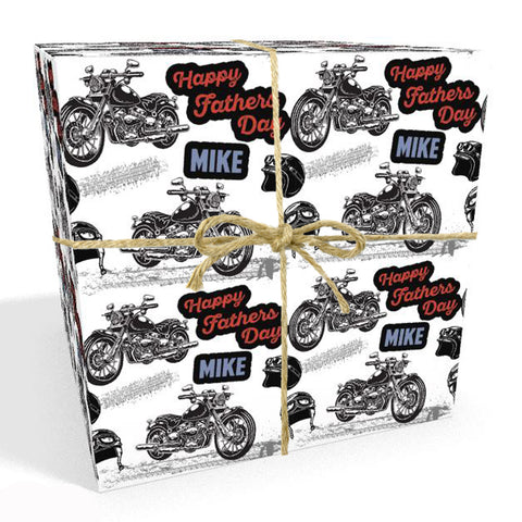 Father's Day Vintage Motorbike Personalised Wrapping Paper