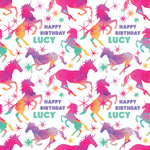 Unicorn Pink Watercolour Personalised Birthday Wrapping Paper