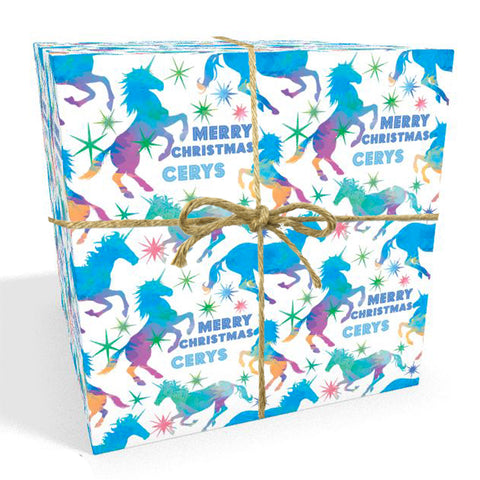 Unicorn Watercolour Personalised Christmas Wrapping Paper