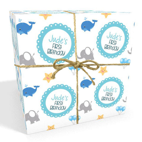 Baby's First Birthday Personalised Whales Wrapping Paper