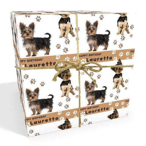 Yorkshire Terrier Dog Personalised Birthday Wrapping Paper